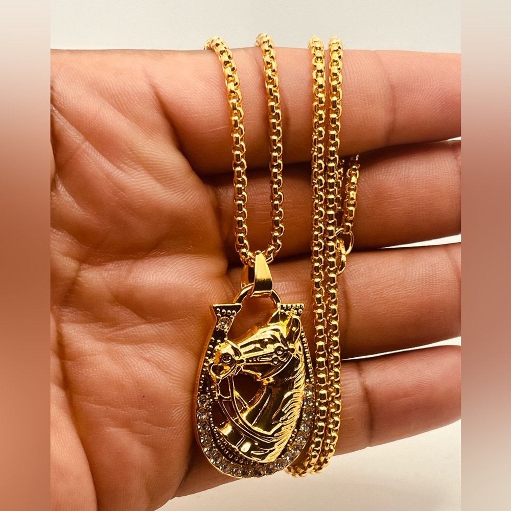 Stainless steel necklace for men’s horse design